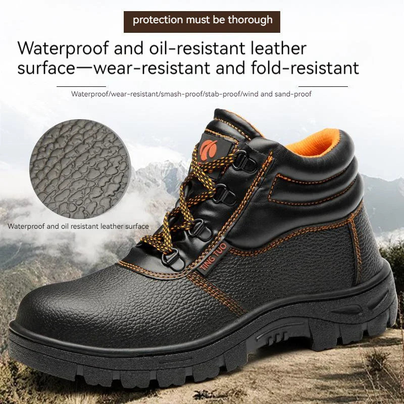 Lettvektige herre arbeidssko; komfortable sikkerhetssko med godt grep og beskyttelse mot punktering.