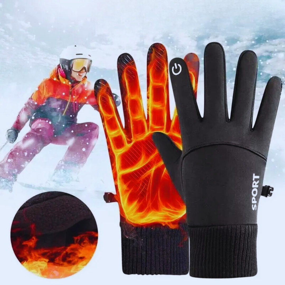 Varme unisex vinterhansker i svart fleece med berøringsskjermfunksjon og godt grep for utendørs bruk.