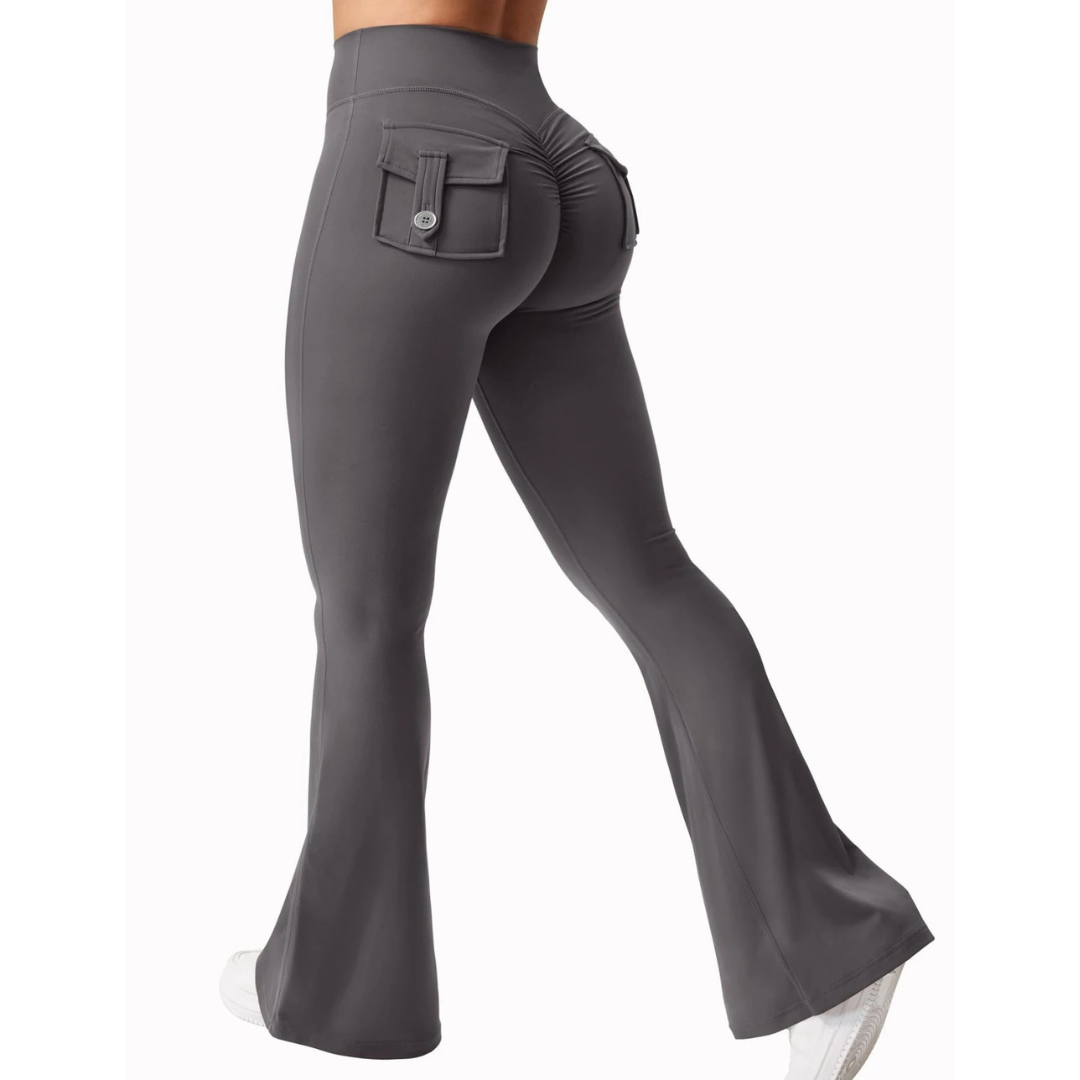 Fukttransporterende yogaleggings for dame, med høy midje, fireveis stretch og smart sidelomme.