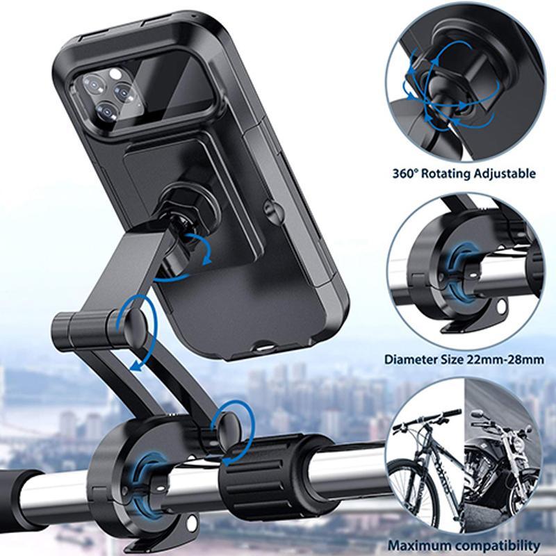 Premium sykkelholder for mobiltelefon med USB-lading. Passer elsykkel og terrengsykkel for sikker navigasjon.