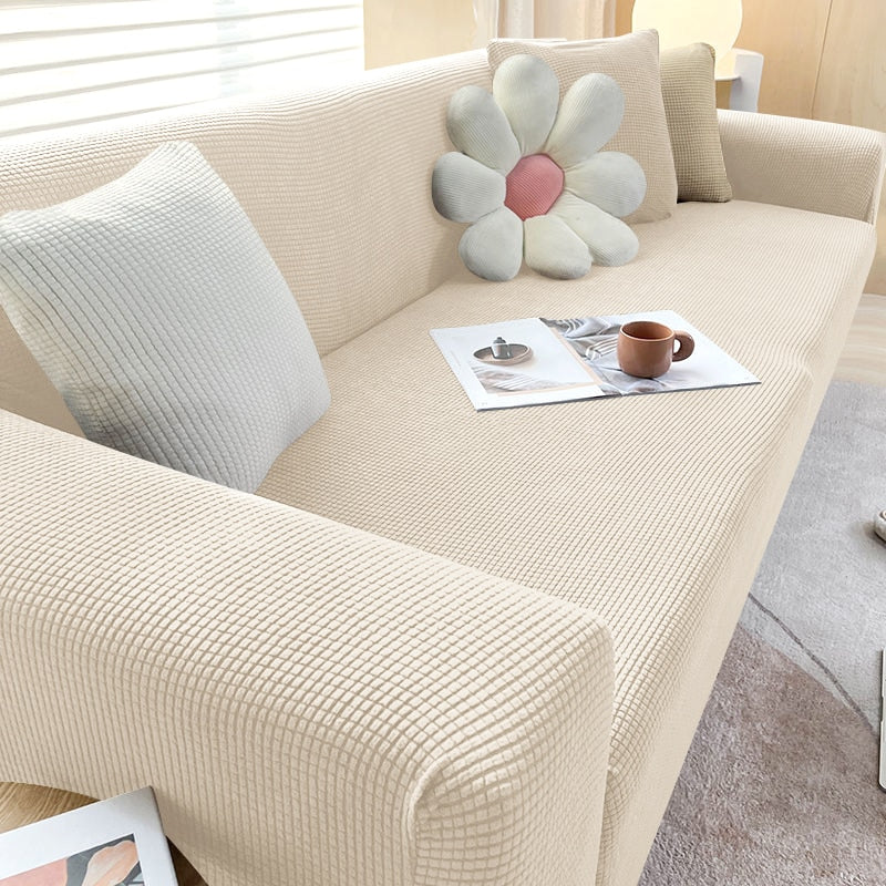 Enkelt å montere stretch sofatrekk med tekstur som forvandler din gamle sofa.