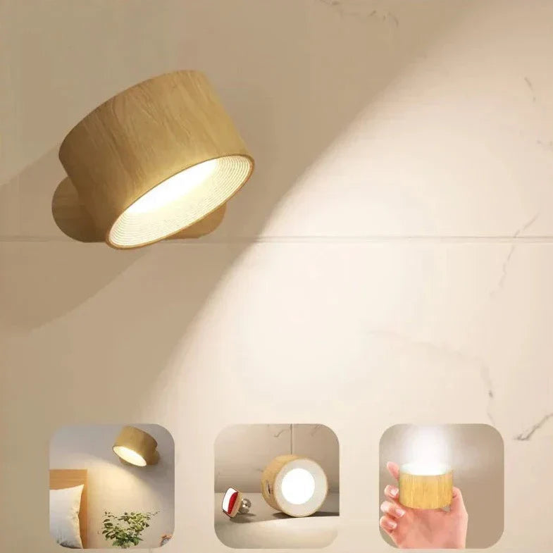 Stilren trådløs vegglampe som kombinerer moderne design med dimbar, roterbar belysning for ditt hjem.