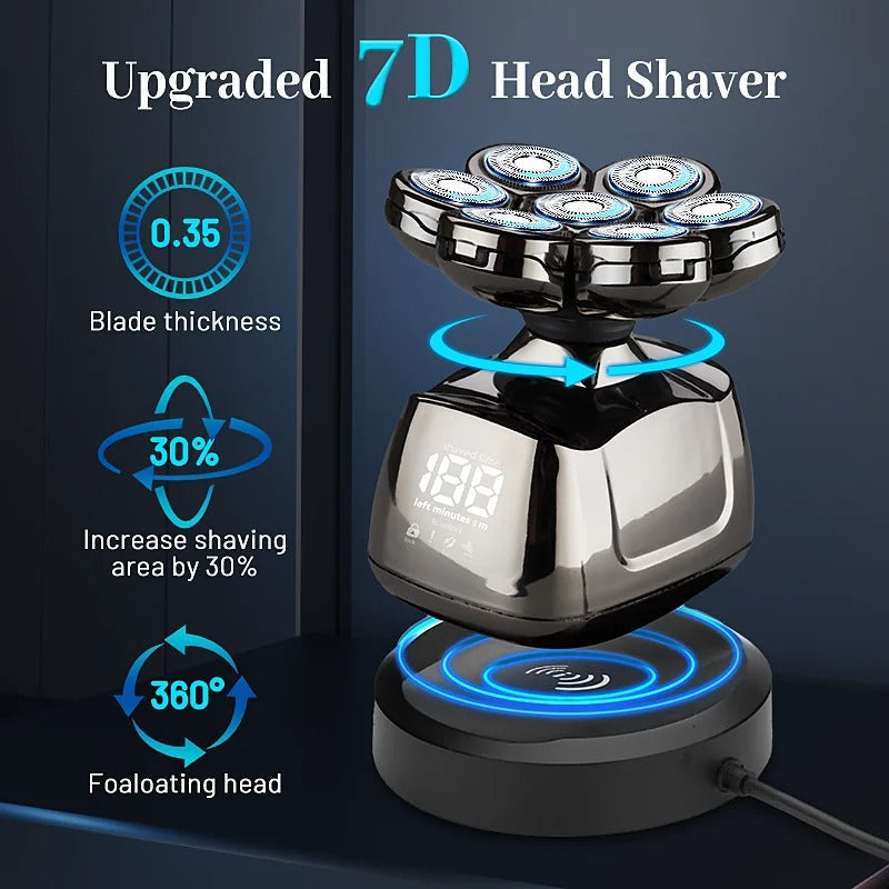 Alt-i-ett kropps- og ansiktsbarbermaskin med skarpe blader og LED-display. Trådløs og vanntett for komplett stell.