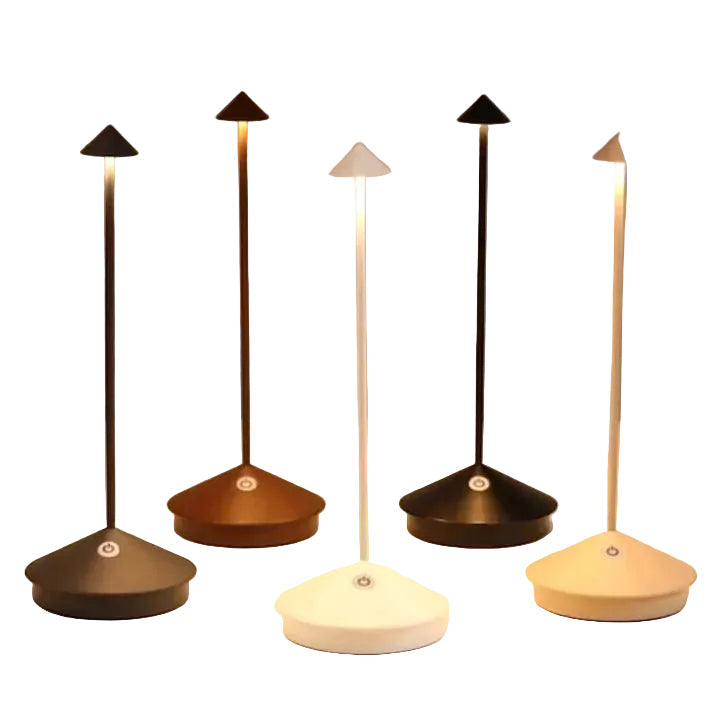 Trådløs LED-bordlampe, oppladbar, for innendørs og utendørs bruk. Dimbar stemningslys.