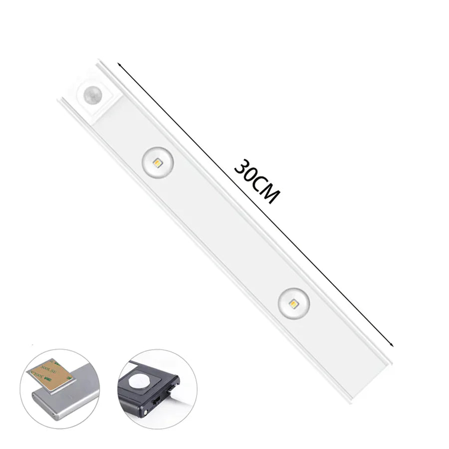 Trådløs LED lampe med bevegelsessensor for gang og skap. Oppladbar, moderne design.