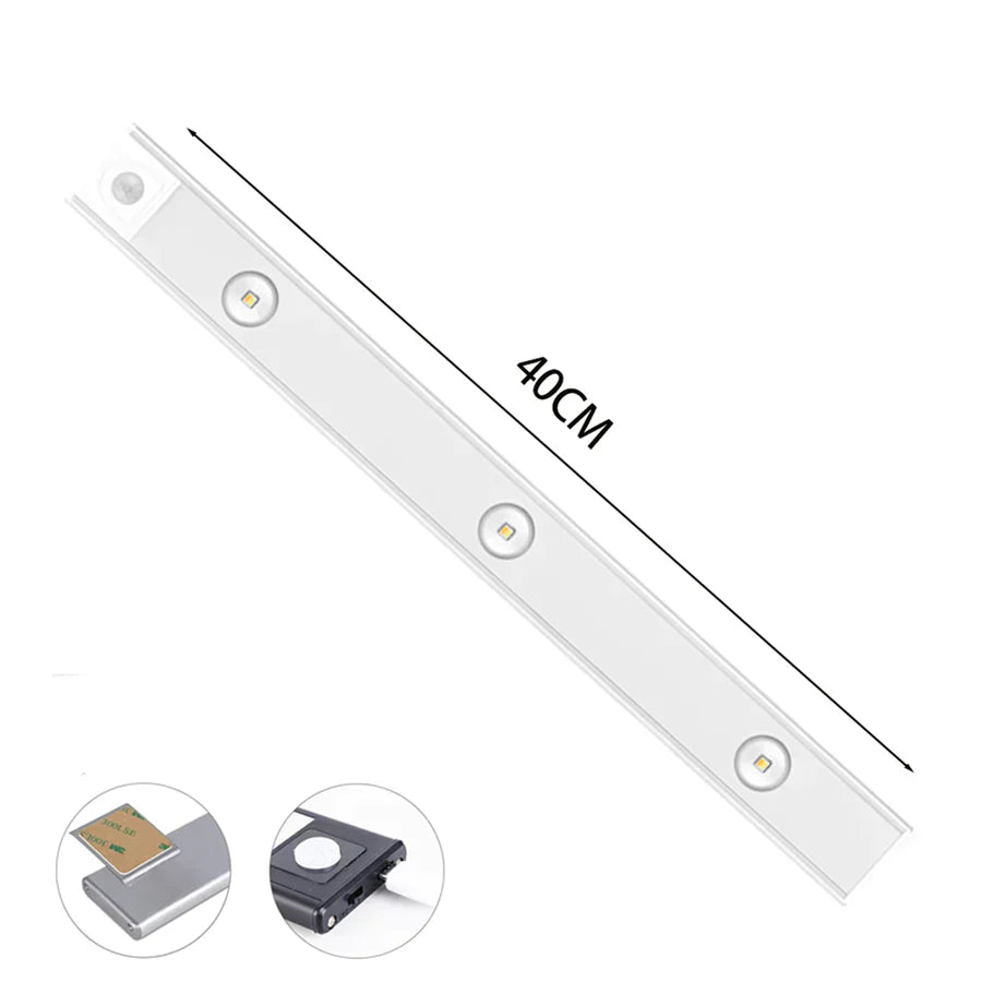 Oppladbar trådløs LED lampe med bevegelsessensor. Ideell som nattlys og skaplys.