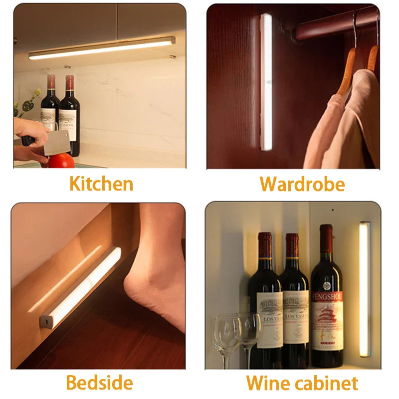 Sensorlys LED-lampe for smart-hjem. Trådløs og oppladbar med bevegelsessensor. Enkel trappebelysning.