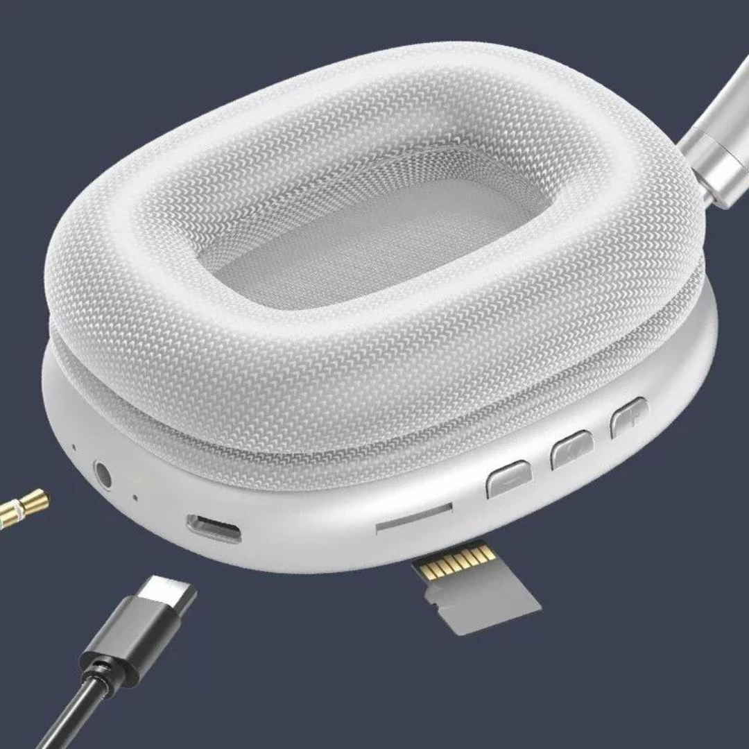 Detaljert bilde av justerbar bøyle og sammenleggbar design på trådløse over-ear hodetelefoner for reise.