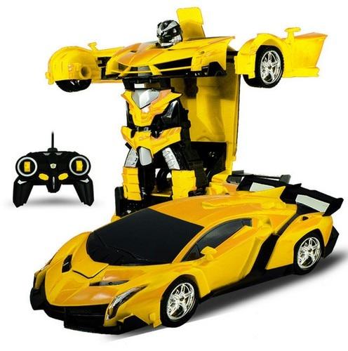 Transformer lekebil med fjernkontroll som blir til en robot for barn.