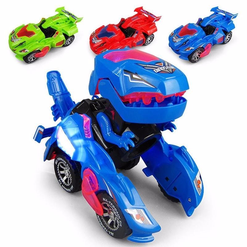 Transformerende dinosaur LED-bil for barn med lyd og lys. Robust automatisk leke for spennende spilltid.