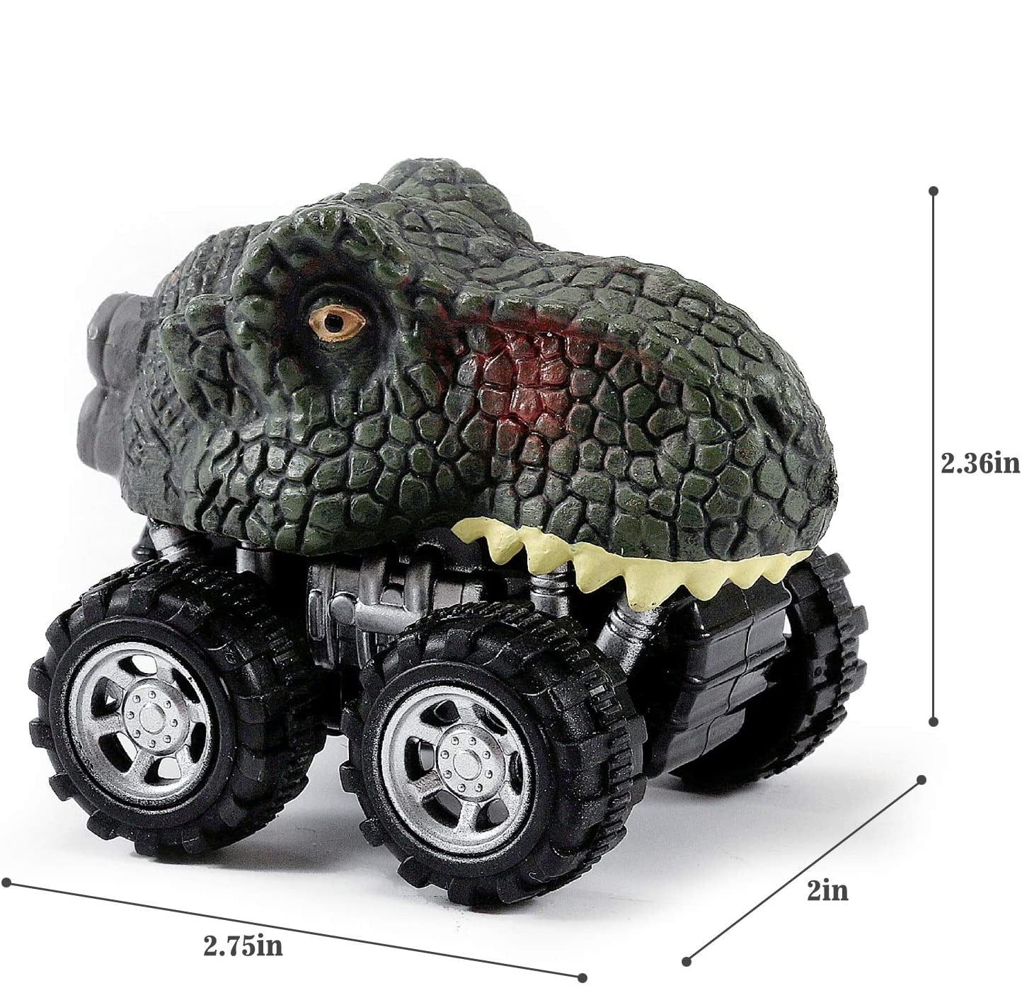 Barn som leker med en fargerik trekkbakover dinosaurbil, fremmer aktiv og fantasifull lek.