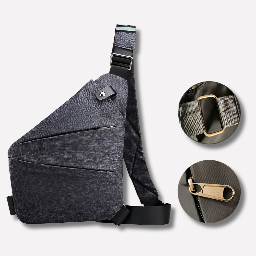 Unisex tyverisikker skulderveske med RFID-beskyttelse, vanntett og minimalistisk design for sikker reise.