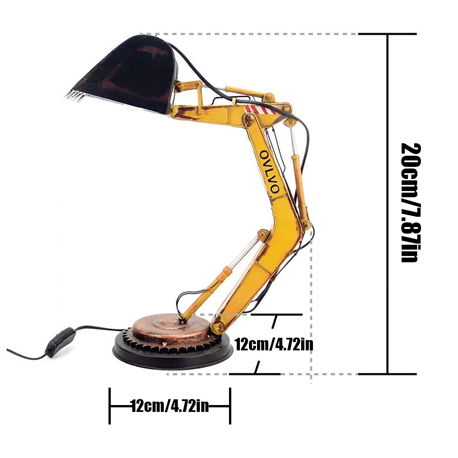 Stilig gravemaskin bordlampe i industriell design. LED nattbordslampe, perfekt som gaveide til barnerom.