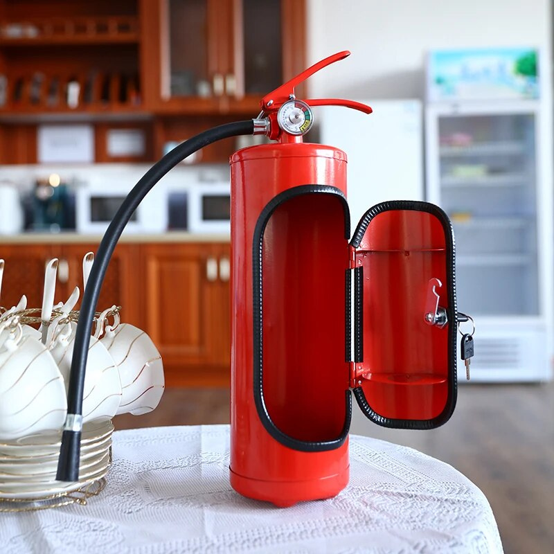 Dekorativ flaskeholder i brannslukker-design. Perfekt som unik gave til vin- og whiskyelskere.