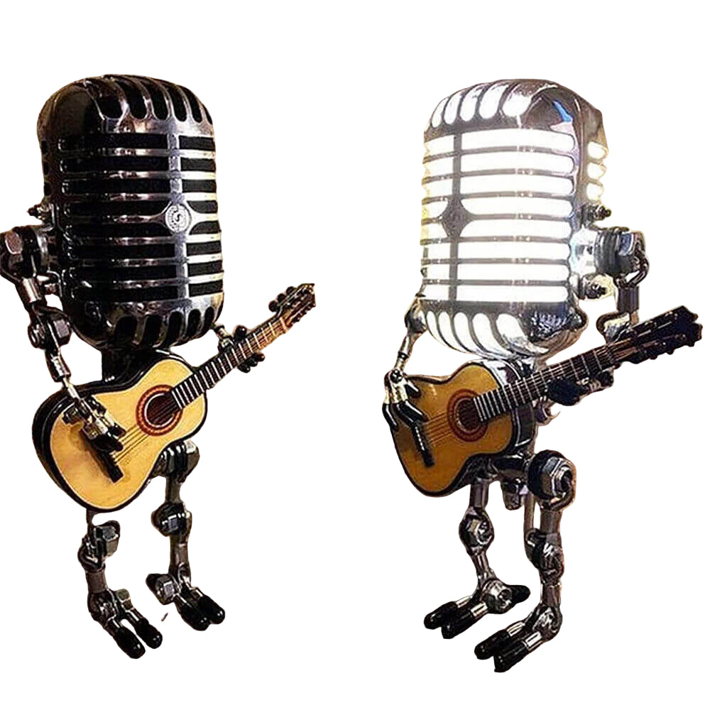 Unik mikrofonrobot skrivebordslampe med justerbar LED-belysning, perfekt for hjemmekontoret.