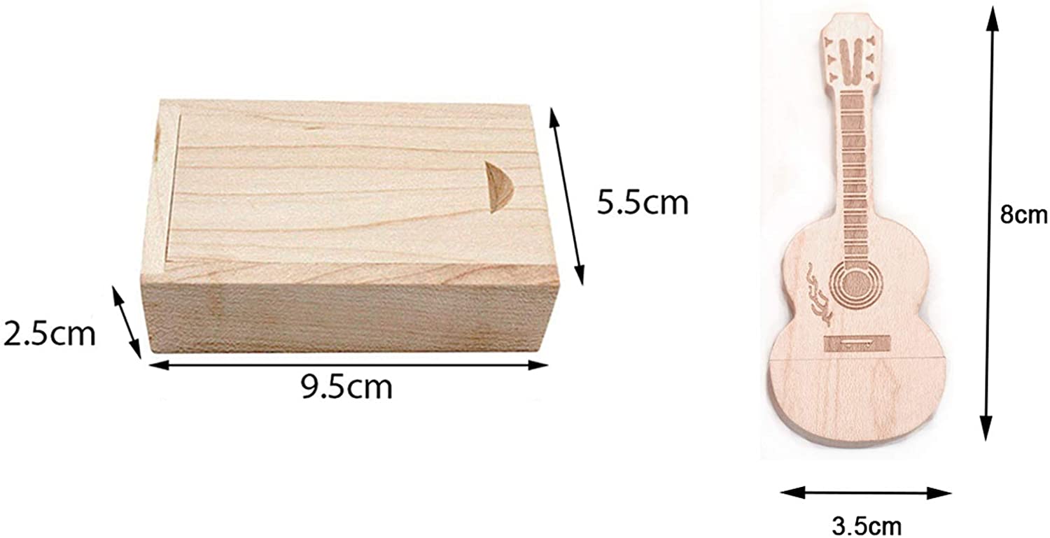Bærbar tregitar USB-minnepinne. Unik og miljøvennlig minneenhet for enkel og sikker datalagring til musikkelskere.
