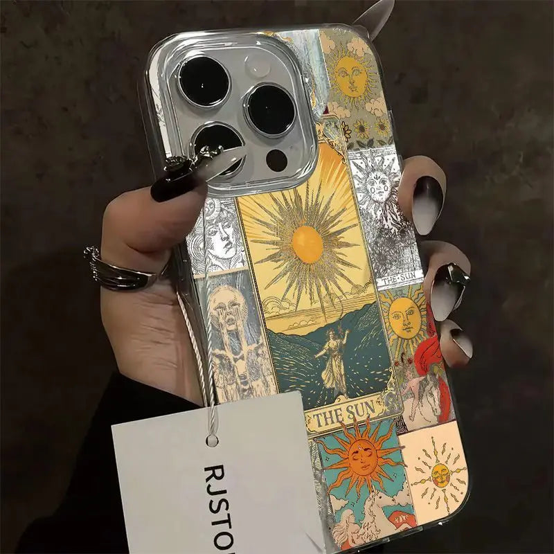 Detaljert bilde av retro telefondeksel i vintage stil for iPhone. Unikt mobiltilbehør.