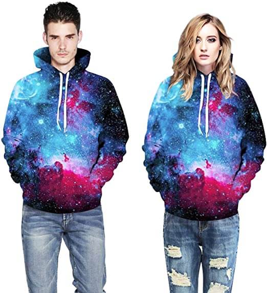Fasjonabel 3D-hettegenser for unisex med levende mønstre for uformell stil.