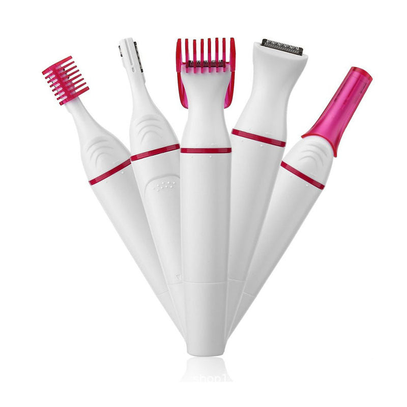 Multifunksjonell unisex epilator med 5 hoder for effektiv og skånsom hårfjerning. Vanntett og oppladbar.