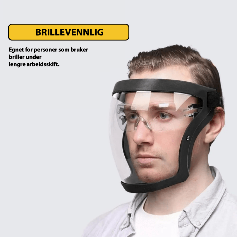 Unisex ansiktsskjerm med duggfri, klar sikt. Optimal støvbeskyttelse for sikkerhet under arbeid eller hjemmefiks.