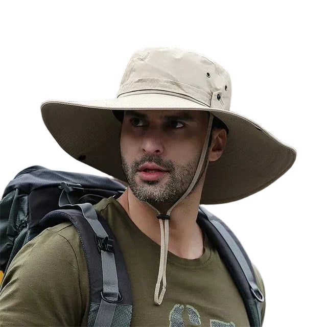 Unisex bøttehatt med justerbar hakestropp for utendørsaktiviteter, perfekt som solhatt og turhatt.
