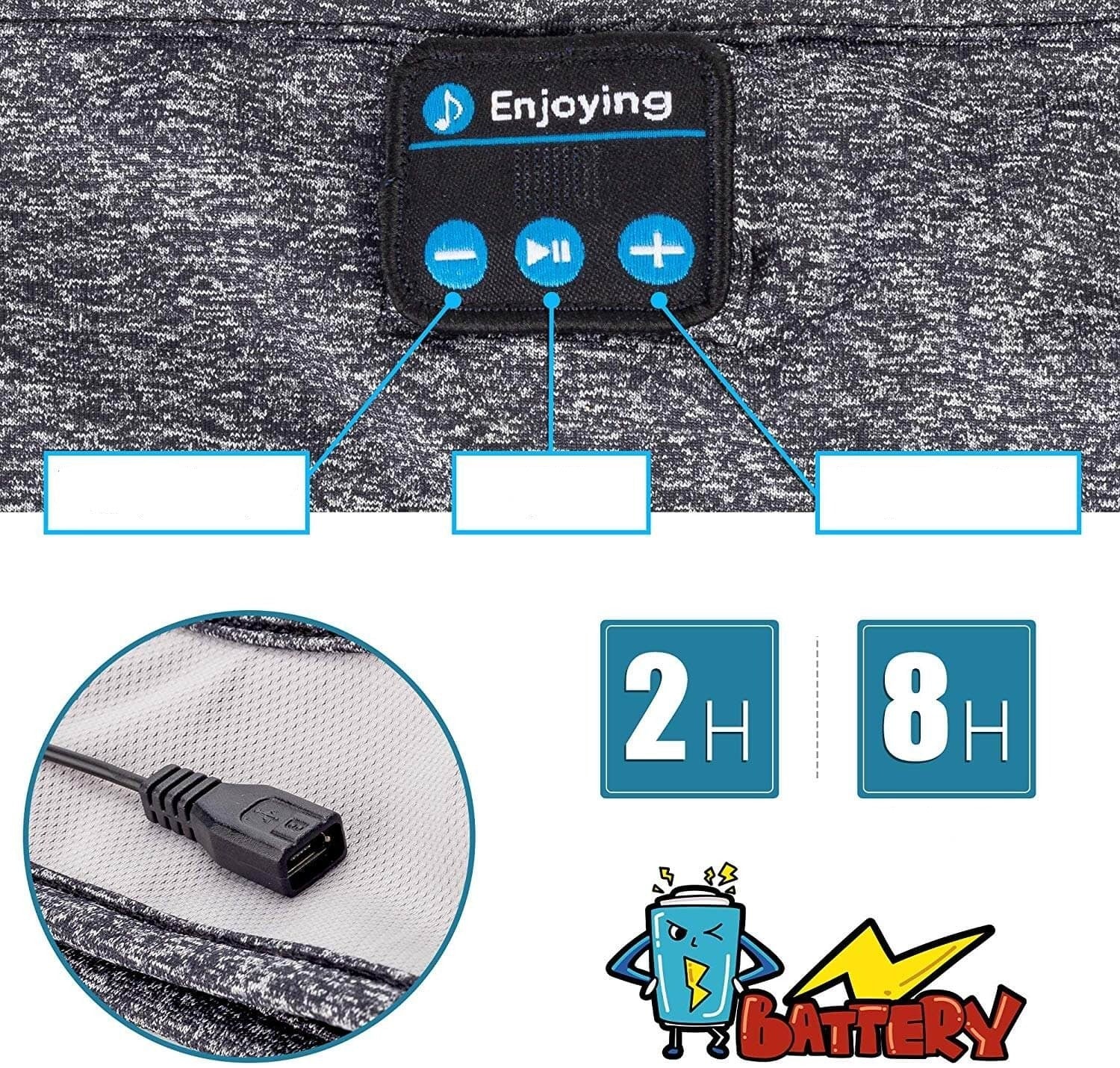 Trådløst Bluetooth hodebånd for søvn, sport & musikk; mykt & svetteabsorberende for optimal komfort.