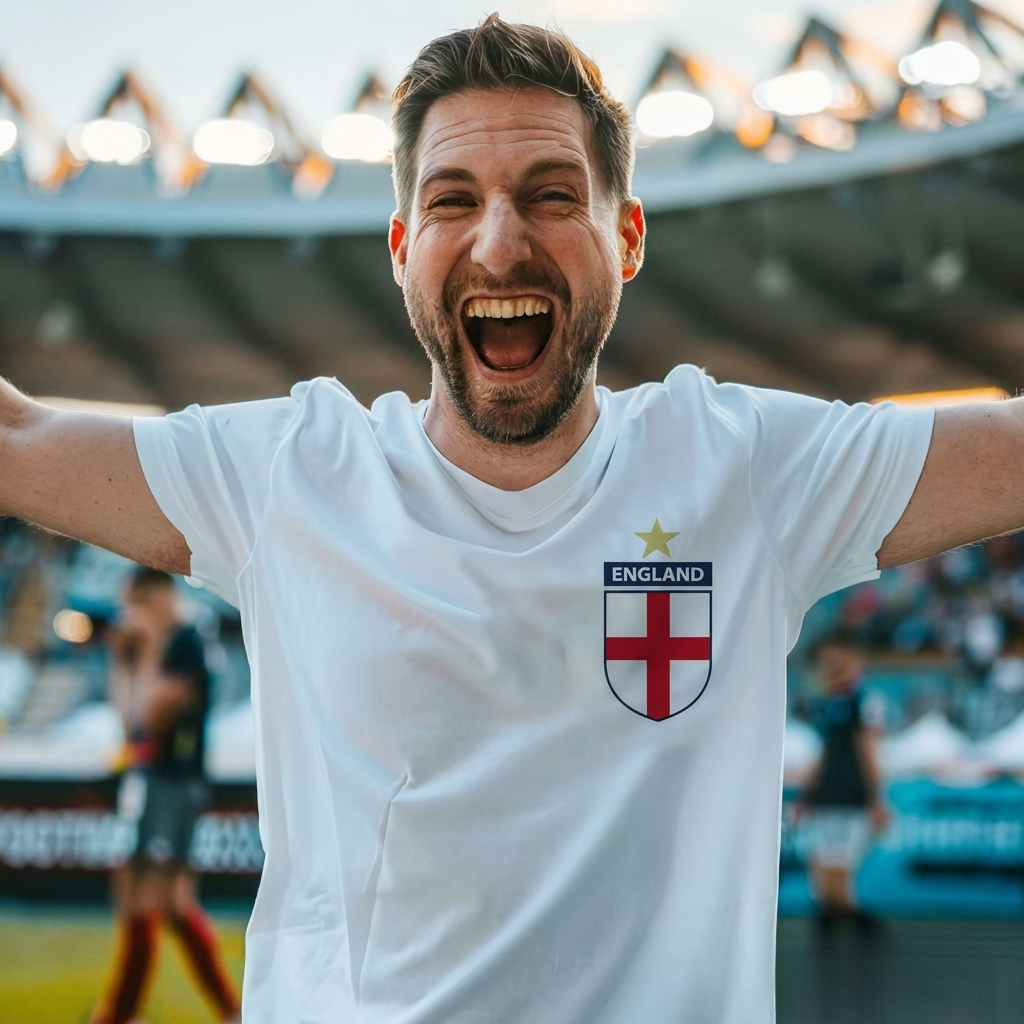 Unisex England fotball T-skjorte, perfekt for supportere og fans av England-landslaget, i pustende polyester.
