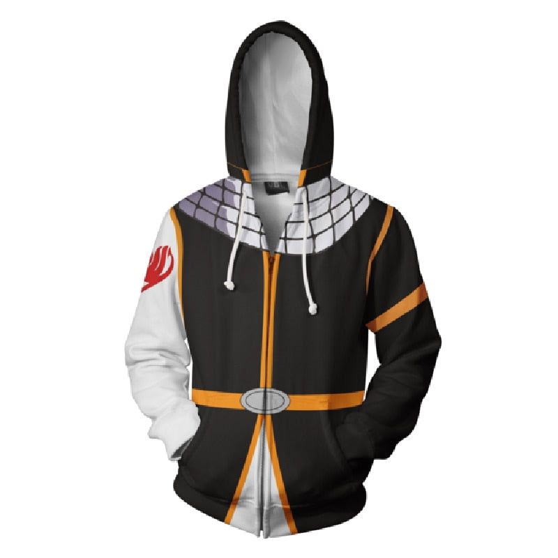 Unisex hettegenser for fans: Fairy Tail design med glidelåshette, casual og kul.