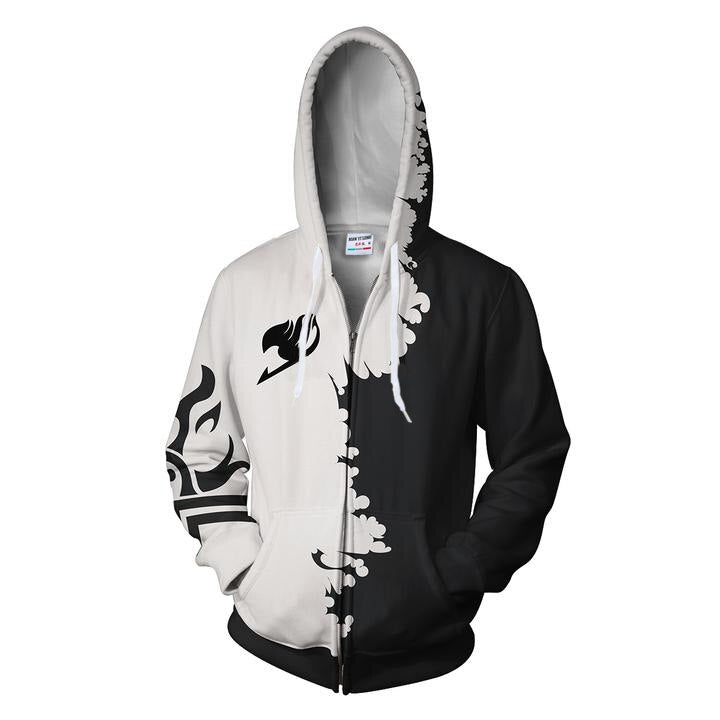 Casual Fairy Tail hettegenser med glidelås, unisex design for et stilig anime-look.