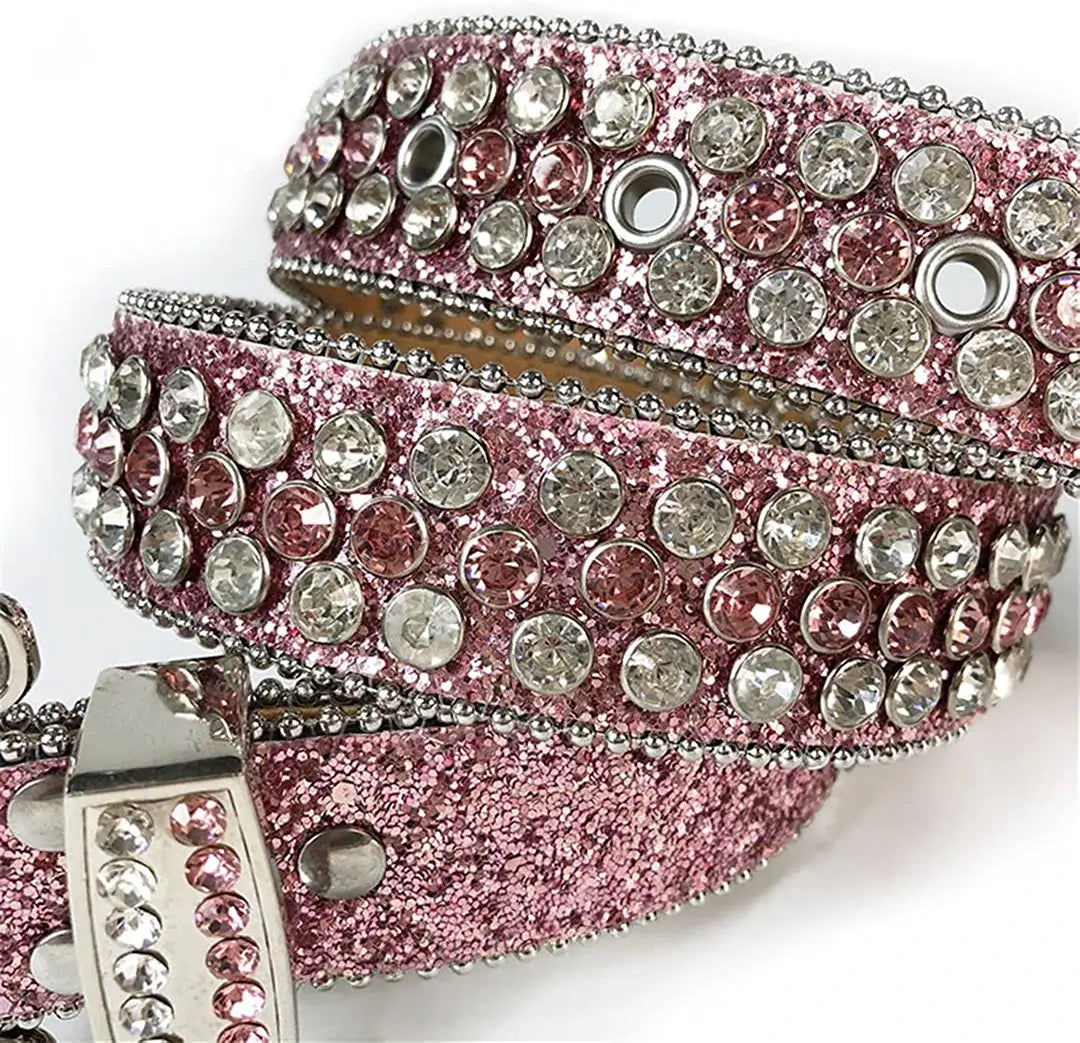 Glitrende unisex belte med diamanter, for en festlig og stilfull look.