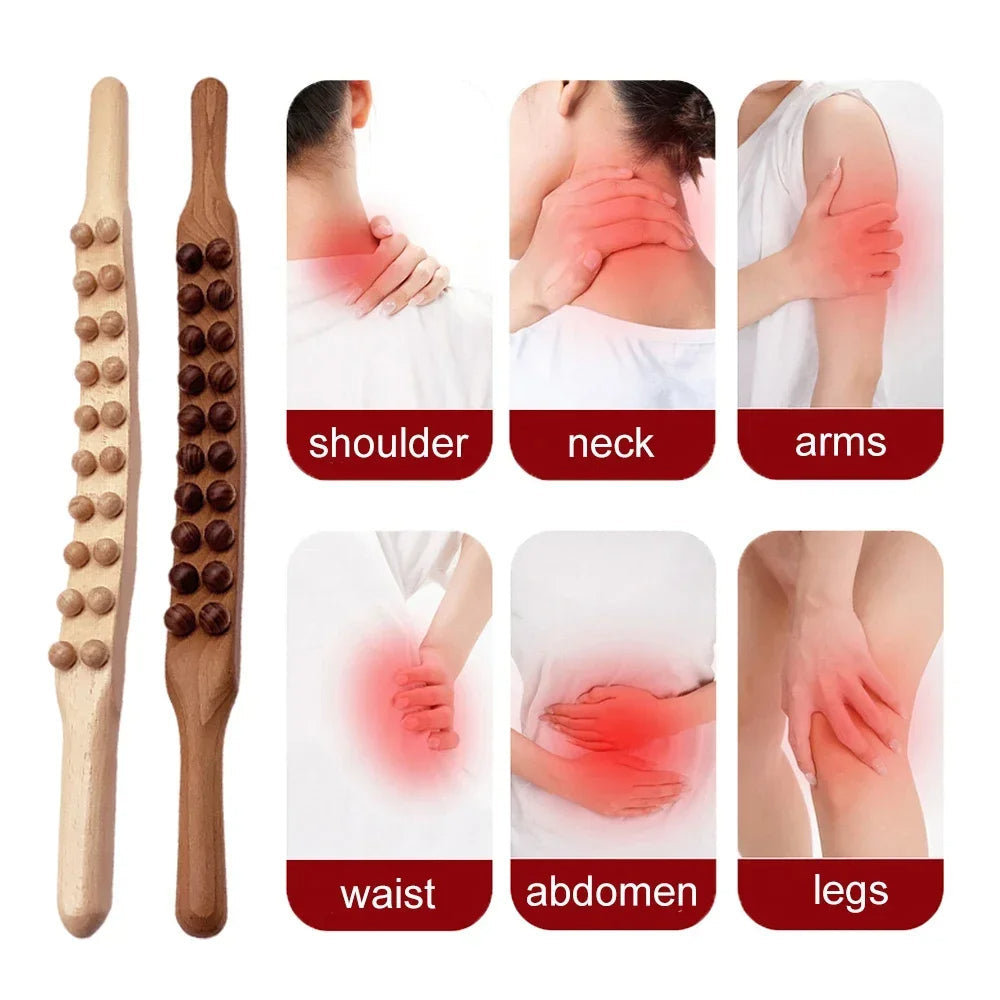 Gua Sha massasje stav i tre, ideell for hjemmespa og fremme av naturlig velvære.