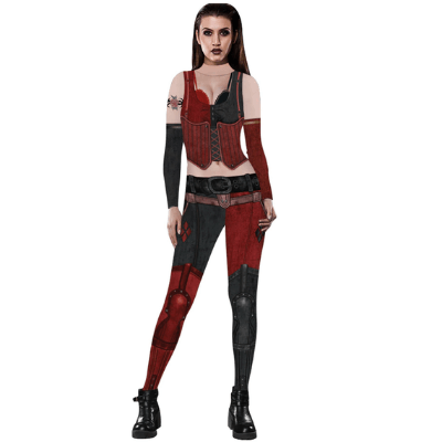 Festklart Harley Quinn kostyme, perfekt for Halloween, temafest eller enhver anledning som krever et unikt antrekk.