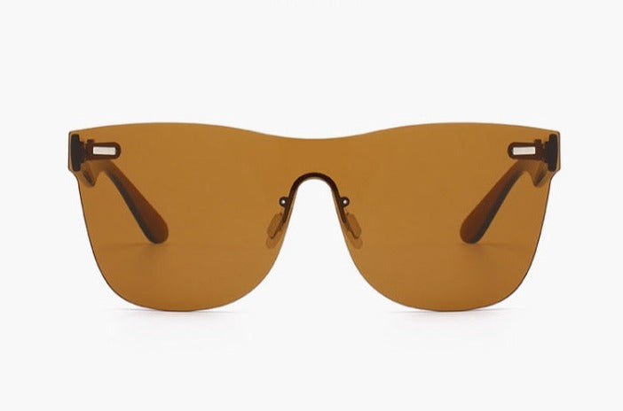 Rammeløse Infinity solbriller, trendy fargede linser. Stilfullt unisex mote-tilbehør med UV400.