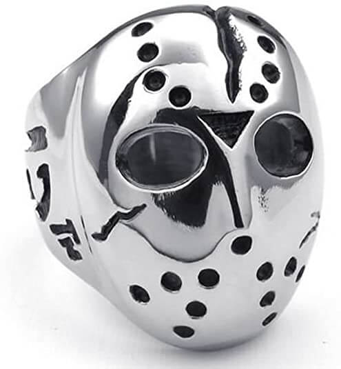 Unisex Jason Maske ring i rustfritt stål. Perfekt Fredag den 13. skrekkfilm fan smykke.