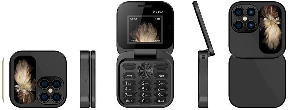 Åpen sammenleggbar mobiltelefon med visning av fargeskjermen og HD-kameraet øverst på skjermkanten.