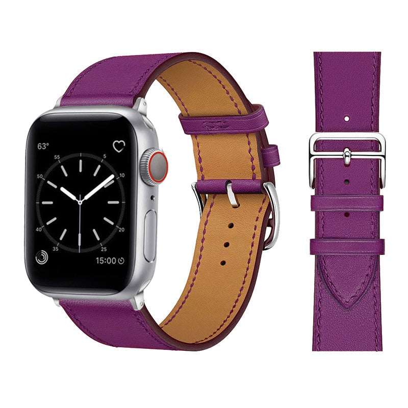 Unisex kunstlærarmbånd for Apple Watch i rosa, elegant og moteriktig smartklokketilbehør