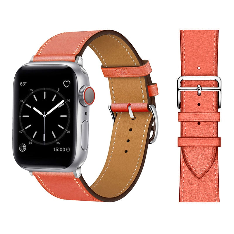 Unisex kunstlærarmbånd for Apple Watch, med gyllen spenne, luksuriøst klokkearmbånd