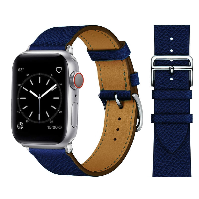 Unisex kunstlærarmbånd Apple Watch sølvspenne, stilig klokkearmbånd