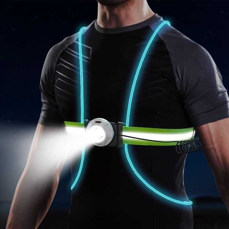 Vanntett LED løpevest med justerbare stropper, USB oppladbar for sikkerhet i all slags vær, dag & natt.