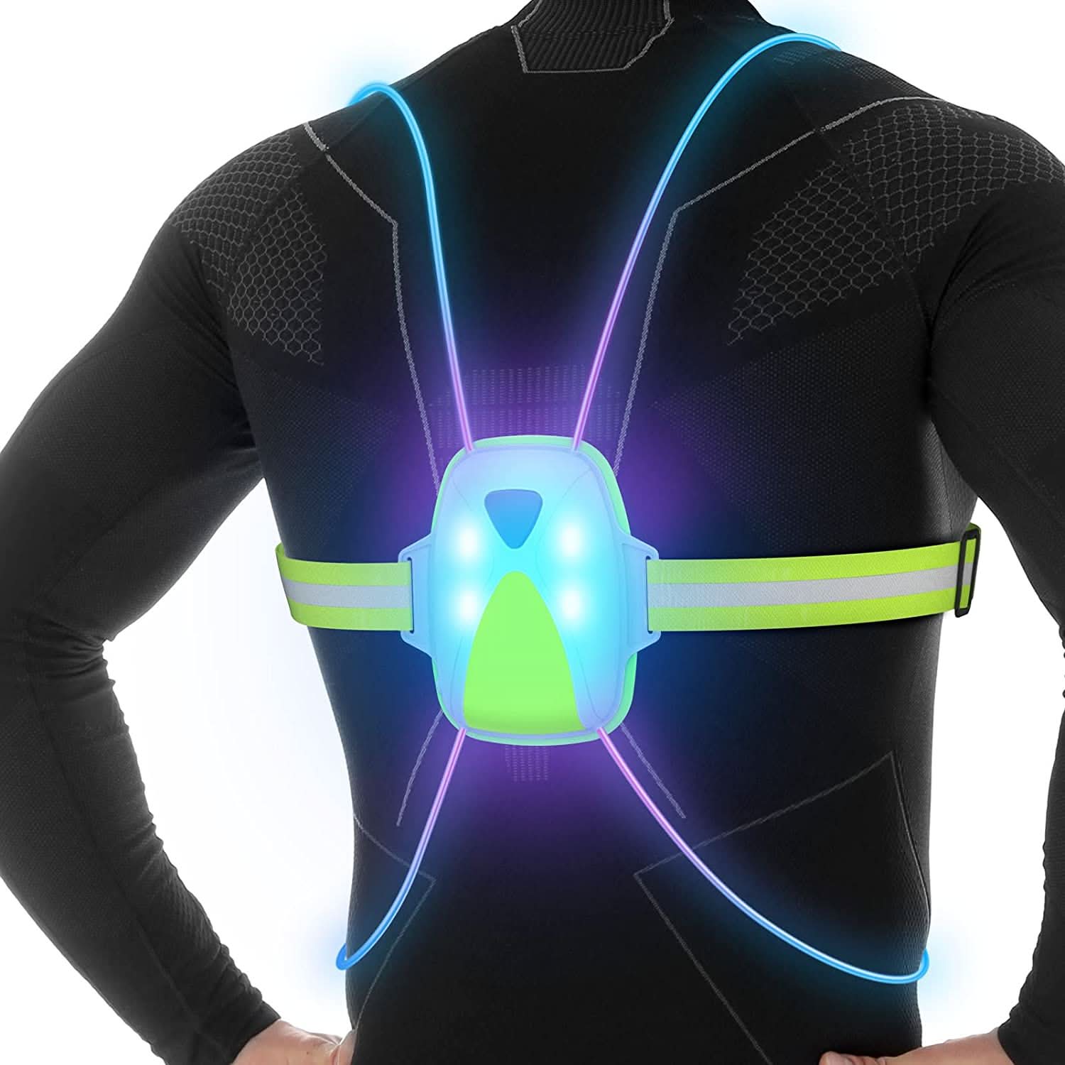Komfortabel LED sykkelvest med kraftige lys, unisex, USB oppladbar for trygge sykkelturer og utendørsaktiviteter.