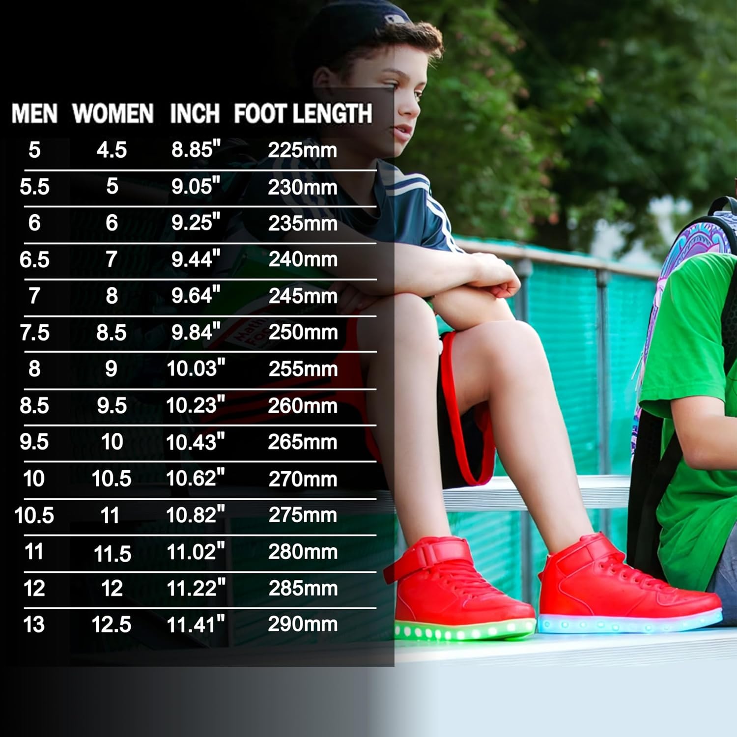 Sko for begge kjønn: stilige, komfortable LED sneakers med oppladbart lys. Ideelle for en lysende look.