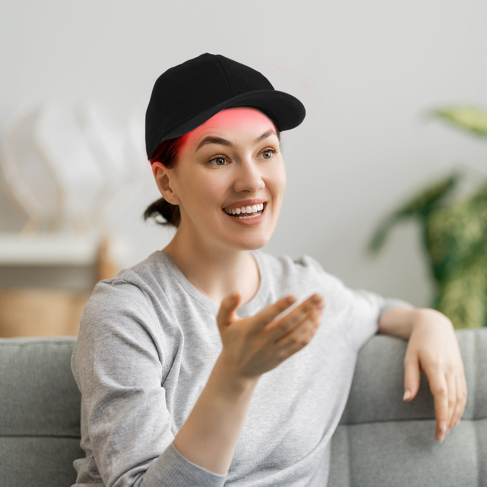 Hårvekst stimulerende lysterapi hette. Unisex rødlys hodeplagg for revitalisering, sunnere og fyldigere hår.