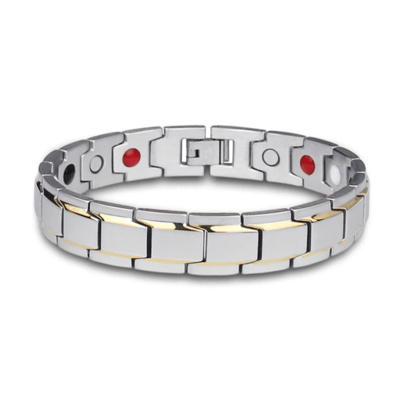Motebevisst unisex magnetisk armbånd i rustfritt stål. Stilrent tilbehør som fremmer velvære og energi.