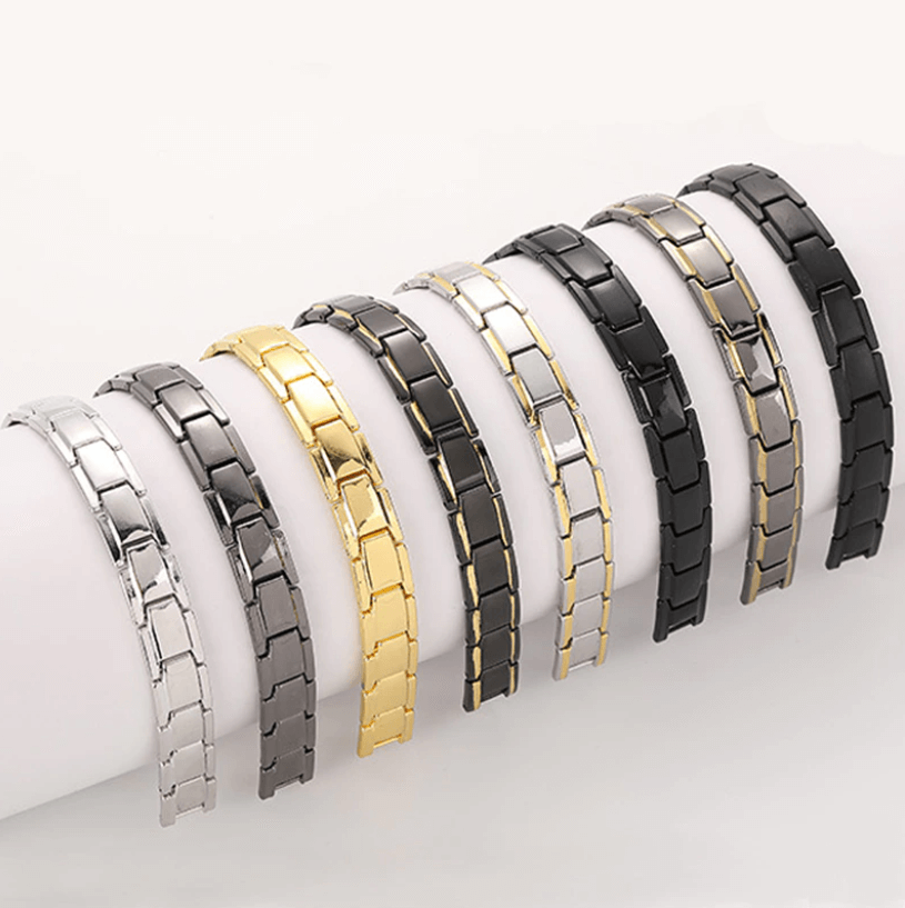 Energi & velvære: Moderne unisex magnetisk armbånd i rustfritt stål. Justerbart smykke for balanse.