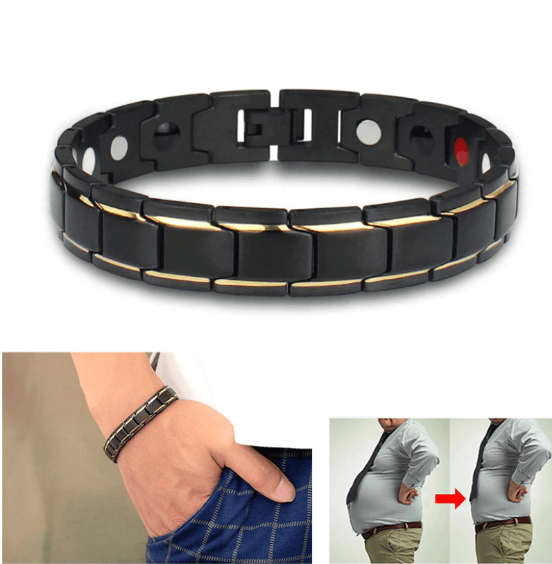 Minimalistisk unisex magnetisk armbånd i rustfritt stål. Stilrent og moderne tilbehør for velvære.