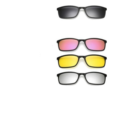 Elegant minimalistisk unisex magnetiske clip-on solbriller; polarisert UV400 glass for beskyttelse.