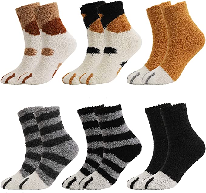 Unisex myke kattepotesokker med søtt dyremønster for koselige hjemmekvelder.