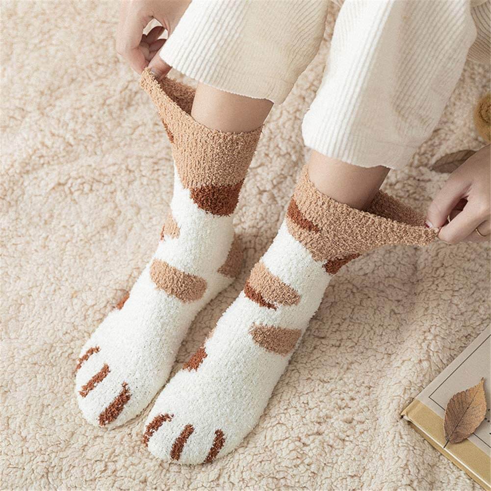 Koselige og varme kattepotesokker, unisex design med bedårende dyremønster.