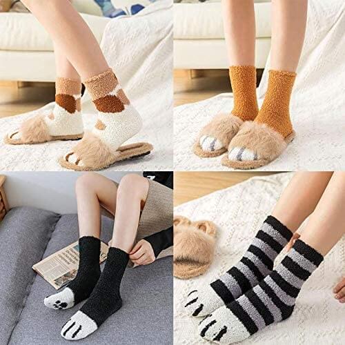 Myke, varme unisex kattepotesokker med sjarmerende poteavtrykk, koselig design.