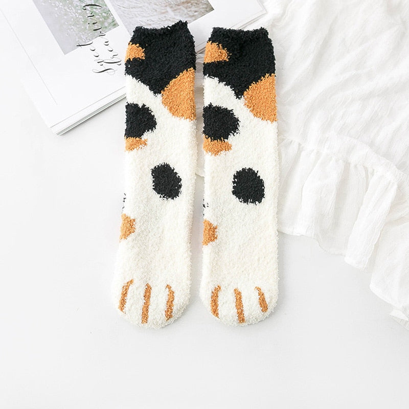 Varme og myke unisex kattepotesokker med søte poter, perfekt for kalde dager.